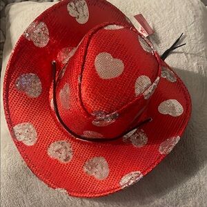 Red Sequin Heart Kids Cowboy Hat